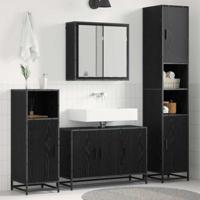 Badkamermeubelset met opslag 3 pcs Zwart eiken 90 x 33 x 60 cm