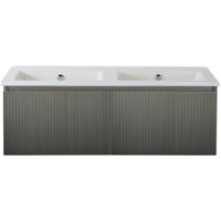 Frozen 3D Badmeubelset 120 cm - Greeplijst in Kleur - Petrol Mat - Keramische Wastafel Wit Zonder Kraangat