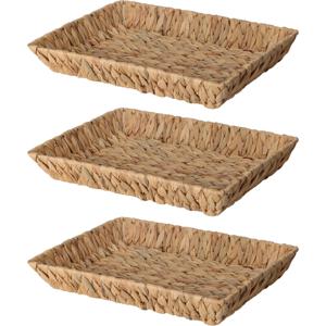 Broodmand - 3x - gevlochten riet - naturel - 38 x 28 x 6 cm