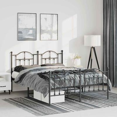 Bedframe met hoofd- en voeteneinde metaal zwart 135x190 cm