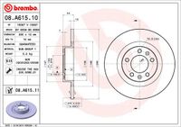 Remschijf BREMBO, Remschijftype: Massief, u.a. für Peugeot