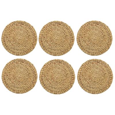 Placemat - 6x - naturel bruin - D35 cm - rotan gevlochten - rond - onderlegger - tafeldecoratie