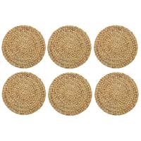Placemat - 6x - naturel bruin - D35 cm - rotan gevlochten - rond - onderlegger - tafeldecoratie