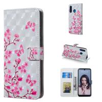 Butterfly Love Flower patroon 3D horizontale Flip lederen case voor Huawei P30 lite met houder & kaartsleuven & foto frame & portemonnee