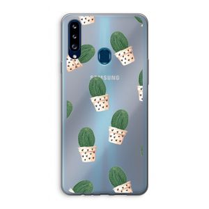Cactusprint roze: Samsung Galaxy A20s Transparant Hoesje
