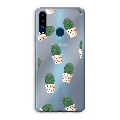 Cactusprint roze: Samsung Galaxy A20s Transparant Hoesje