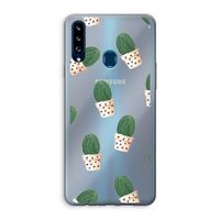 Cactusprint roze: Samsung Galaxy A20s Transparant Hoesje