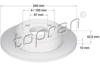 Remschijf COATED TOPRAN, Remschijftype: Massief, Inbouwplaats: Achteras, u.a. für Opel, Vauxhall