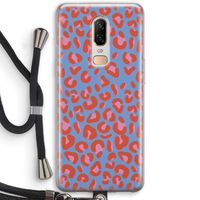 Leopard blue: OnePlus 6 Transparant Hoesje met koord