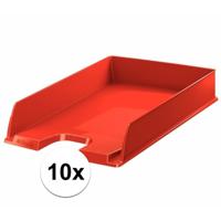 Esselte Brievenbakje/postvakje - 10x - rood - A4 formaat - stapelbaar - bureau oprganizer - thumbnail