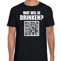 Carnaval QR code wat wil ik drinken feest t-shirt heren zwart - Feest/ drank shirts