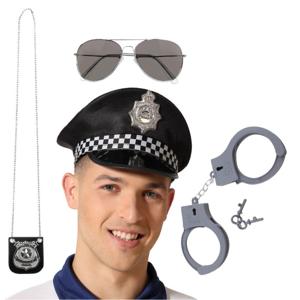 Politie agent verkleed set - 4 delig - volwassenen - politiepet en accessoires