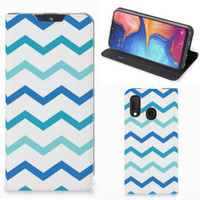 Samsung Galaxy A20e Hoesje met Magneet Zigzag Blauw