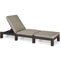 ALLIBERT ligstoel geweven harsimitatie met kussens - 4 standen - Daytona - Bruin