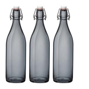 Bormioli rocco set van 6x stuks weckflessen grijs beugeldop glas van 1 liter