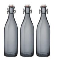 Bormioli rocco set van 6x stuks weckflessen grijs beugeldop glas van 1 liter - thumbnail