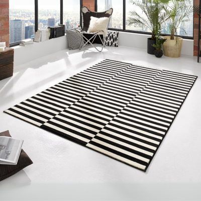 Vloerkleed Velours Panel Zwart Creme 160x230 Cm Laagpolig Home Collectie - Dekbed-Discounter.nl