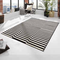 Vloerkleed Velours Panel Zwart Creme 160x230 Cm Laagpolig Home Collectie - Dekbed-Discounter.nl