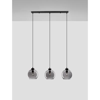 Lyora HanglampPalmer 3-lichts recht zwart met smoke glas - 9241150