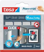 Tesa Powerstrips Click medium, draagkracht 1 kg, blister van 2 x 16 stuks Tesa Powerstrips Click medium, draagkracht 1 kg, blister van 2 x 16 stuks