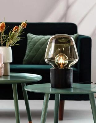 Tafellamp beton zwart &apos;Christina&apos; Nordlux E27 fitting glas 30 cm