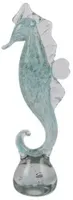 Decoris ornament glas zeepaardje 8x8x32cm ijsblauw