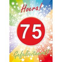 Verjaardag deurposter - 75 jaar - 59 x 42 cm - leeftijd feestartikelen