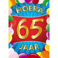 Verjaardag deurposter - 65 jaar - multi - 59 x 84 cm - leeftijd feestartikelen