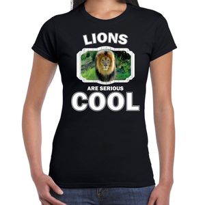 Dieren leeuw t-shirt zwart dames - lions are cool shirt 2XL  -