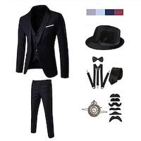 Vintage Roaring jaren '20 Jaren 1920 Outfits Pakken en blazers Accessoireset Driedelig pak The Great Gatsby Heer Voor heren V-hals Halloween Halloween Das Lightinthebox