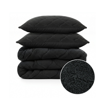 1+1 Gratis Wasbaar Lazy Dekbed Zonder Overtrek - Zonder Overtrek - Teddy - Zwart - Dekbed-Discounter.nl