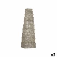 Set van opstapelbare opbergboxen Strepen Antraciet Karton (2 Stuks)