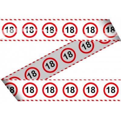 Folat Markeetlint - 3x stuks - 18 jaar verjaardag - afzetlint - versiering - stopbord - 15 meter