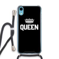 Queen zwart: iPhone XR Transparant Hoesje met koord