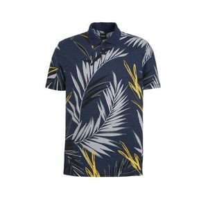 BOSS Casual regular fit polo met bladprint dark blue