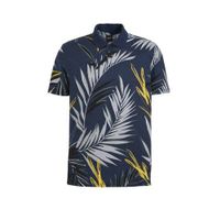 BOSS Casual regular fit polo met bladprint dark blue - thumbnail