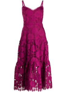 Marchesa Notte robe évasée à broderie anglaise - Violet