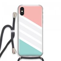Strepen pastel: iPhone XS Max Transparant Hoesje met koord