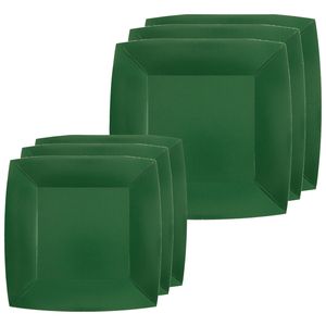 Feest/verjaardag bordjes set - 40x stuks - donker groen - 18 cm en 23 cm