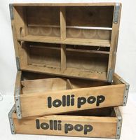 Originele Vintage Houten Lolli Pop Flessenkrat