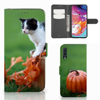 Samsung Galaxy A70 Telefoonhoesje met Pasjes Kitten