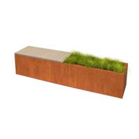 Geroba Geroba Florisa C3 hardhouten zitbank met plantenbak 2000x400x420mm - Cortenstaal