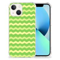 iPhone 13 Doorzichtige Silicone Hoesje Waves Green iPhone 13 Doorzichtige Silicone Hoesje Waves Green