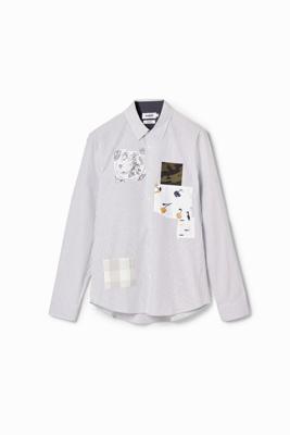 Gestreept shirt met patch - WHITE - L