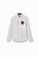 Gestreept shirt met patch - WHITE - M
