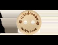 Houten knoop 15mm handmade with love Houten knoop 15mm handmade with love