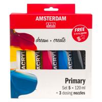 Bruynzeel Amsterdam standard series acrylverf primaire set 120ml, 5dlg. + 3 doseertuiten Bruynzeel Amsterdam standard series acrylverf primaire set 120ml, 5dlg. + 3 doseertuiten