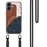 iPhone 17 hoesje met zwart koord - Abstract teracotta