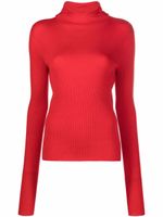 Jil Sander hoodie en maille nervurée - Rouge