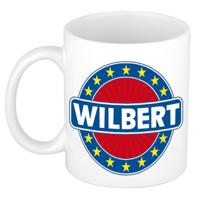 Wilbert voornaam koffiemok - beker - wit/blauw - 300 ml - Cadeau - Heren - Collega - Vaderdag
